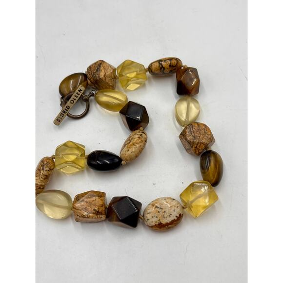 Sigrid Olsen Vintage Stone Tigers Eye Jasper Yellow Chunky Beaded‎ Necklace - Picture 6 of 9
